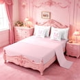 thumbnail image 3 of meiyoeat Chic Bow Tie 7 Pieces Full Size Bedding Sets For Bowknot Girls,Pink Initial Letter M Full Size Bed in a Bag For Kids,Pink Reversible, 3 of 7