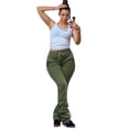 thumbnail image 2 of Pantalones de mujer otoño e invierno color sólido elegante cintura alta plisado cordón casual pantalones apilados, 2 of 5