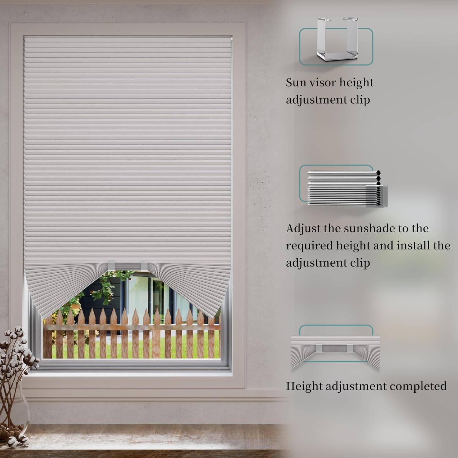 Arch Window Shades Half Circle Blackout Cellular Shades Cordless No Drill Blinds for Windows Half Moon Honeycomb Fabric No Tools Room Darkening Shades Easy Install (1PCS Grey 72" W X 36" H)