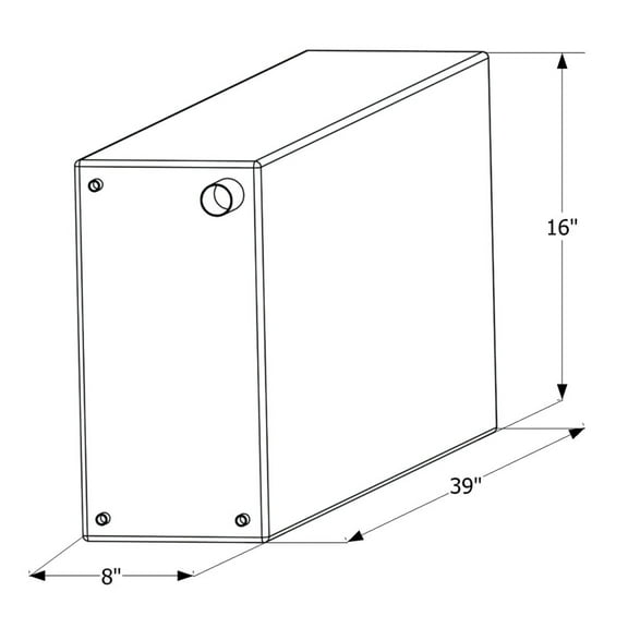 Icon 12460 Fresh Water Tank with 3/8" FTP and 1-1/4" Filler WT2460 - 39" x 8" x 16", 20 Gallon