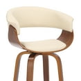 thumbnail image 2 of Armen Living Indoor Julyssa 30" Bar Height Swivel Brown Faux Leather and Walnut Wood Bar Stool, 2 of 9