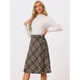 thumbnail image 2 of DARING DIVA Women's Plaid Belted Vintage A-Line Midi Skirt L Khaki, 2 of 6