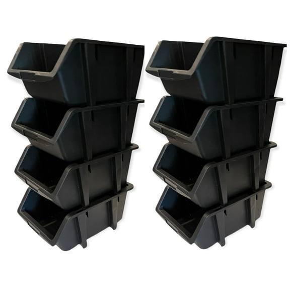 8 Pack Medium / Made from Recycled Water Bottles, Heavy-Duty, All-Purpose Stacking and Nesting STORAGE BINS