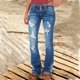 thumbnail image 1 of WILLBEST Jeans Mujer Pantalones Vaqueros Acampanados Elásticos para Mujer, de Mezclilla Desgastada a La Moda Con Estampado de Corazones, Ajuste Cómodo E Informal, Diseño Roto para Mujer. Chica, 1 of 4