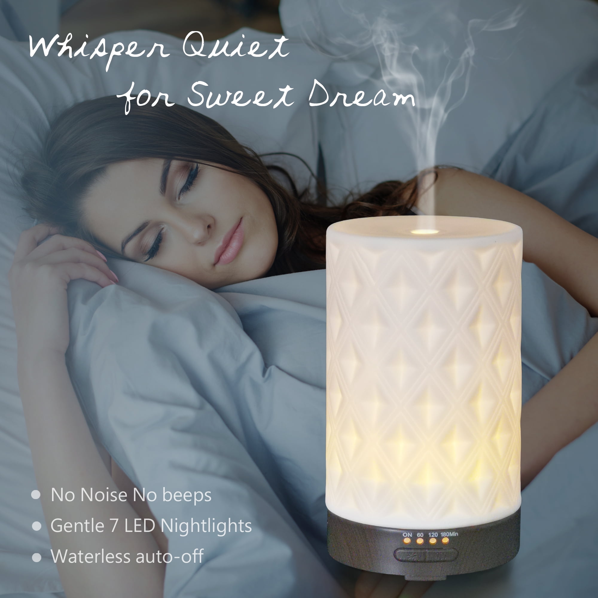 Earnest Living Essential Oil Diffusers Home Scent Aroma White Ceramic 100ml  Timer Night Lights 