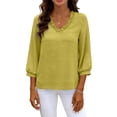 thumbnail image 5 of XuJwPNcy Womens Shirts 3/4 Length Sleeves V-Neck Loose Fit Solid Color Comfy Tee Blouse Shirt Fashion Casual Pullover Tops, 5 of 7