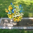 thumbnail image 3 of 6 Bundles Artificial Fake Flowers Daisy Bouquets Outdoors Silk Faux Wild Colorful Flowers Daisies with Stems for Indoor Outside Home Garden Grave Cemetery Decor (Blue White & Yellow), 3 of 8