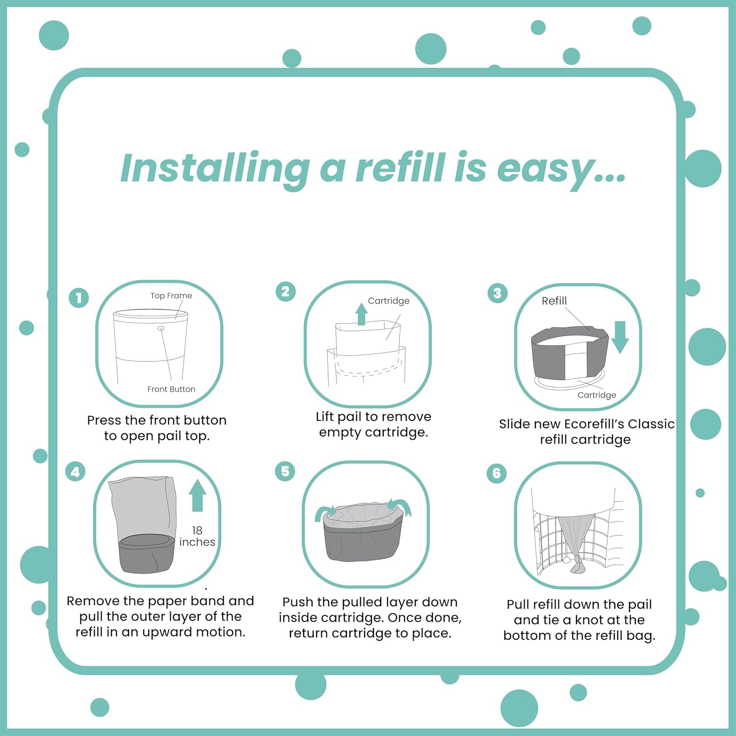 Adult Diaper Pail Liner Refills, 8 Pack – Compatible with Janibell Akord 280 Slim, Extra-Long Odor-Resistant Incontinence Bags, Plant Scent
