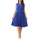 thumbnail image 1 of Vestido plisado con cuello INSPIRE CHIC para mujeres, vestido de oficina sin mangas con escote en V, talla L, azul, 1 of 5
