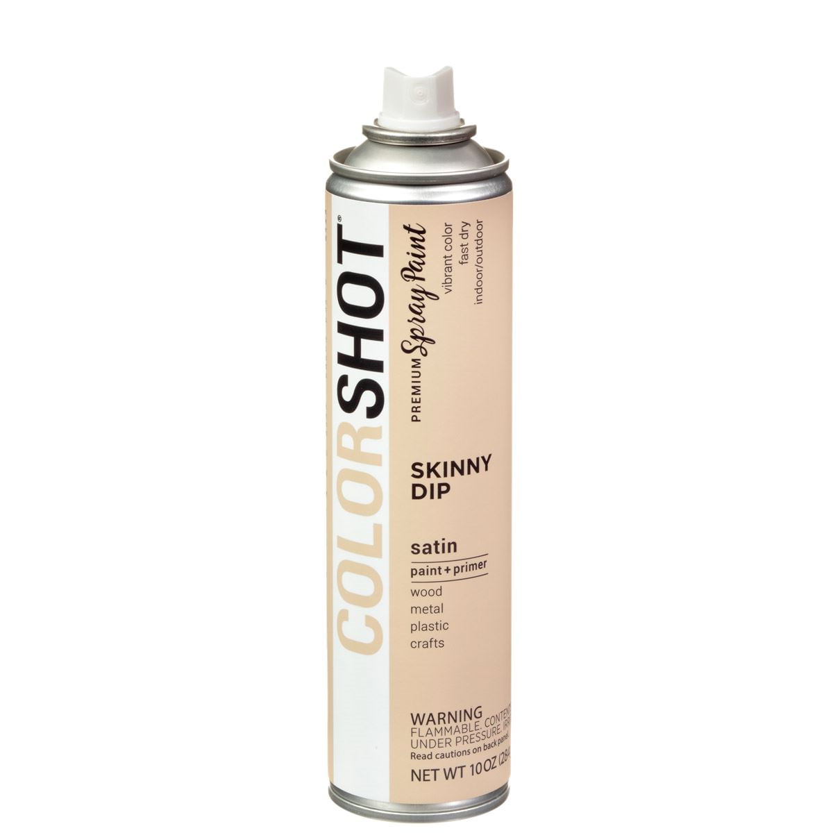 COLORSHOT Satin Spray Paint, Skinny Dip (Beige), 10 oz, Fast-Drying Acrylic Paint, Indoor & Outdoor Use