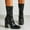 Black, variant on HKEJIAOI High Heel Boots Women's Patent Leather Side Zipper Square Toe Block Heel High Heel Stretch Boots