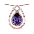thumbnail image 3 of Star K� 8x6 Pear Shape Genuine Amethyst Halo Pendant Necklace, 3 of 9