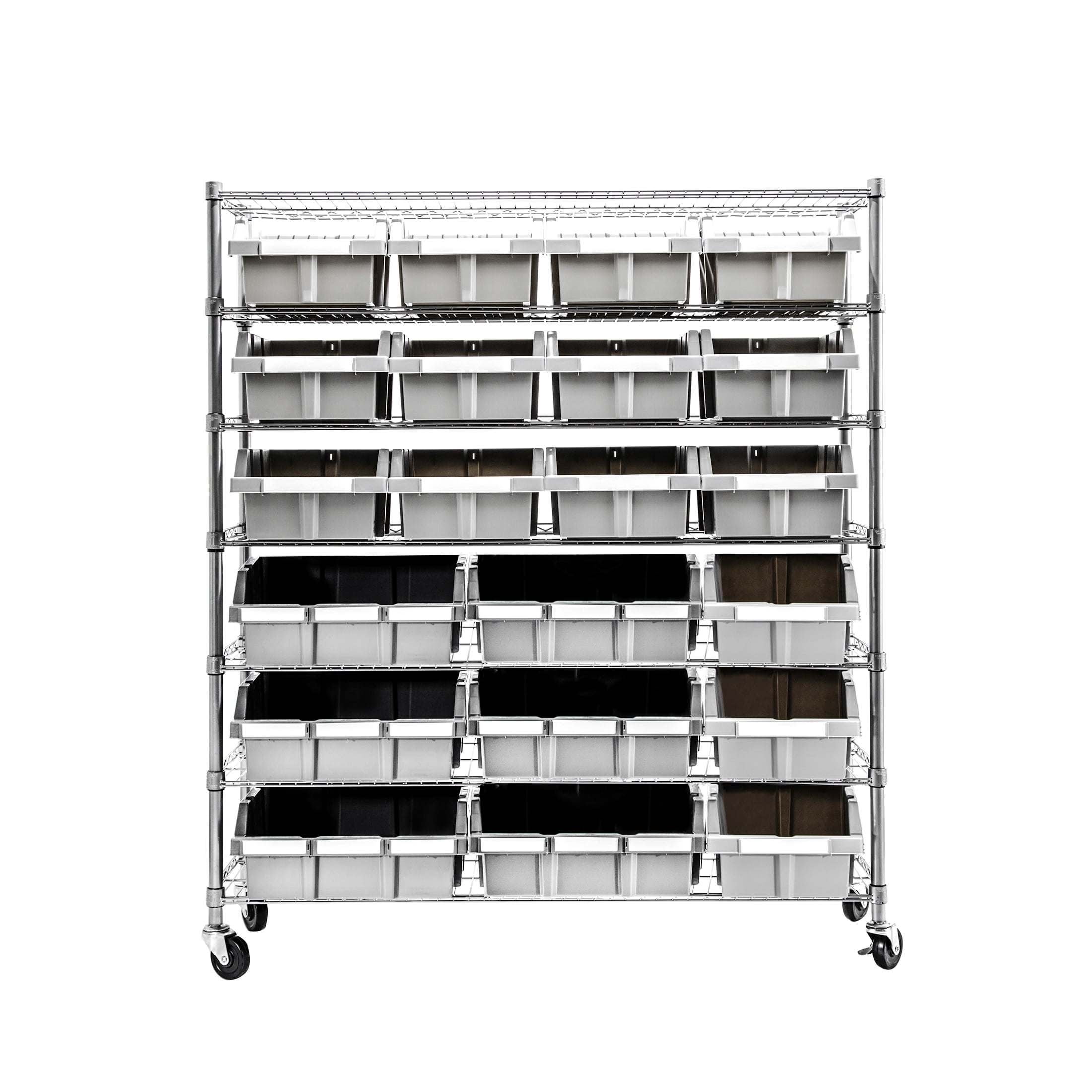 Jiske 34 W x 16 D x 65 H Garage Storage Bin Rack System Heavy Duty 8 Tiers 24 Bins Shelving Units Rebrilliant