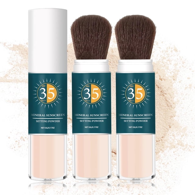 Protector solar mineral en polvo QIUFSSE SPF 35 para rostro, 2 unidades