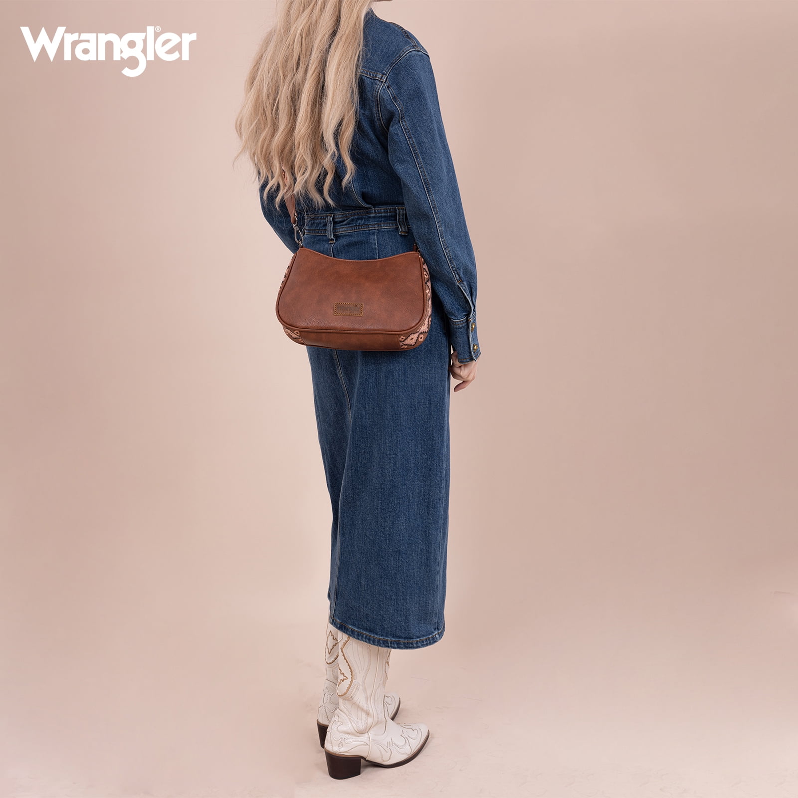 Wrangler Hobo Purse for Women Shoulder Purses Bag with Detachable Strap, Dark Brown