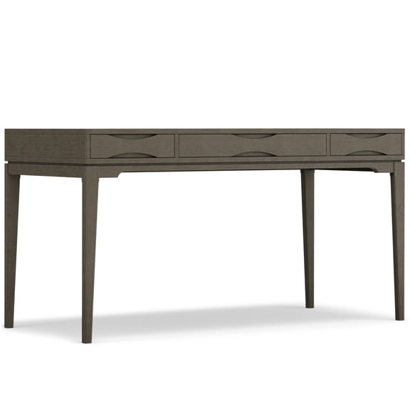 Simpli Home Harper 60 inch Wide Solid Wood Mid Century Modern Desk in Farmhouse Grey