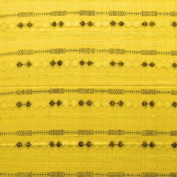 Ahgly Company Machine Washable Indoor Square Abstract Yellow Modern Area Rugs, 4' Square
