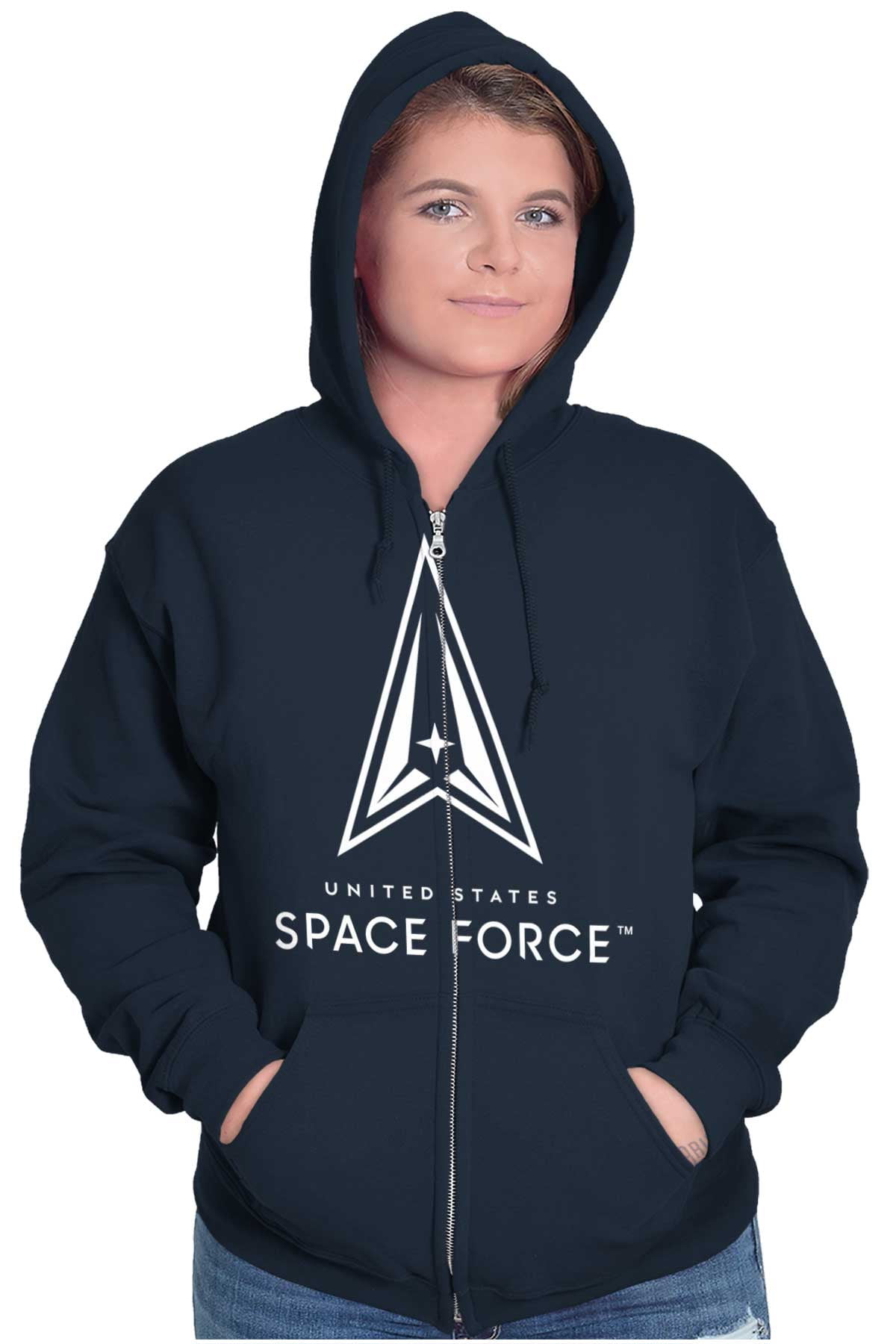 Classic US Space Force Military Logo Zip Up Hoodie Men s Women s