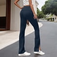 thumbnail image 5 of biudgviw Yoga Pants for Women High Waisted Wide Leg Trousers Side Split Casual Lounge Pants with Buttons for Gym Workout(Navy,X-Large), 5 of 7