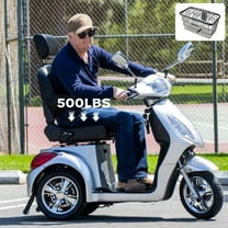 Upgrade Heavy Duty 3 Wheel Mobility Scooter for Seniors & Adults 500lbs Capacity,Arshin Electric Powered Wheelchair Device for Travel,800W All Terrain Mobility Scooter,31 Miles Range,7-15 Mph(Silver)
