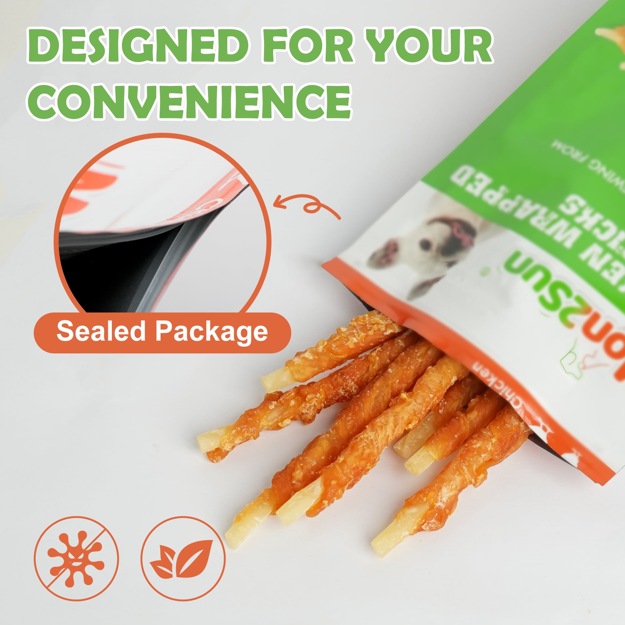 MON2SUN Chicken Wrapped Cod Sticks Small Dog Treats, 14 oz (40 Count)