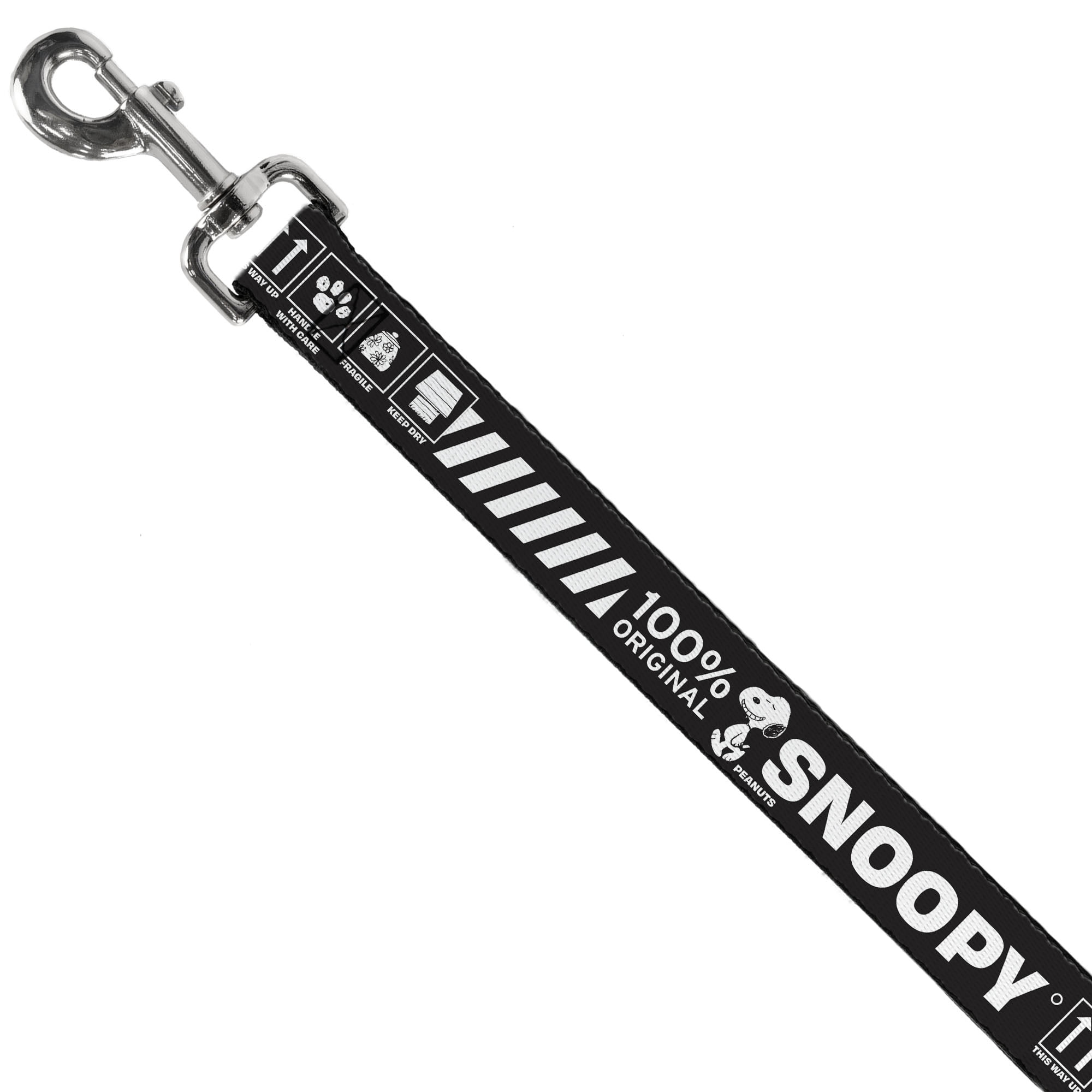Peanuts Worldwide LLC Pet Leash, Dog Leash, Peanuts Snoopy Care Symbols 100% Original Black White, 6 Feet Long 1.0 Inch Wide
