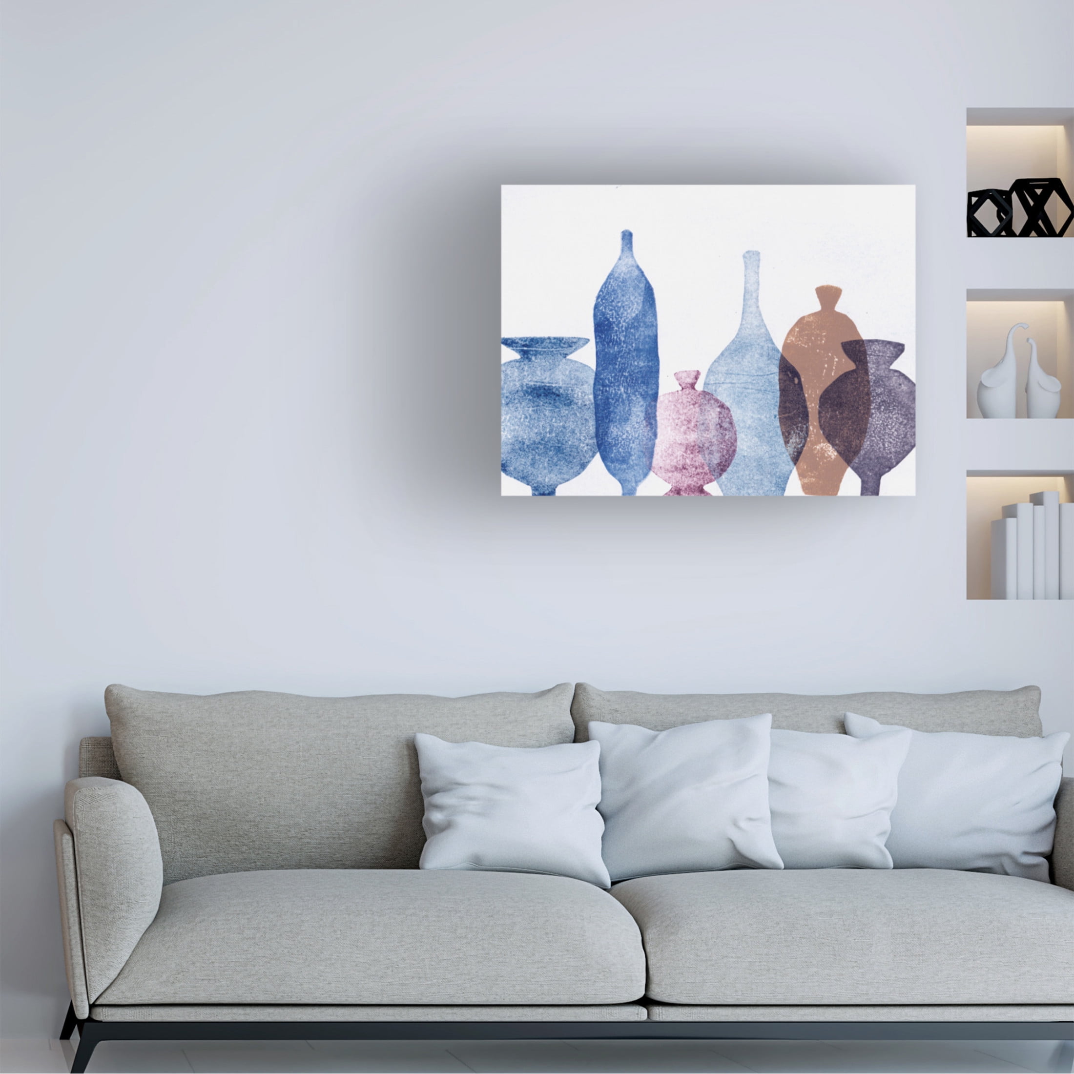 Canvas Wall Art - Pernille Folcarelli 'Vases 1 Blue' Wall Art for Living Room, Bedroom, or Office Décor by Trademark Fine Art - 47 x 35 Inches