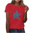 thumbnail image 2 of Mifsaly 4Th Of July Shirts Women Crewneck Short Sleeve Tops Summer Casual Patriotic Star Graphic Cotton T Shirts Vintage Style Breathable Independence Day Tees M, 2 of 6