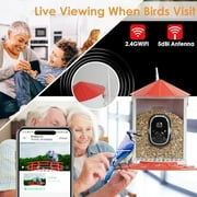 Birdkiss Smart Bird Feeder with Camera, Metal Squirrel Proof Bird Watching Cameras with AI Identification & Solar Panels, Gifts for Bird Lovers, Red