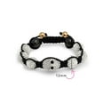 thumbnail image 3 of Skulls White Crystal Ball Shamballa Inspired Bracelet Black Cord, 3 of 5