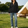 thumbnail image 7 of DISKEBUISS Women's Wrap V Neck Hoodie Long Sleeve Front Kangaroo Pocket Loose Casual Sweatshirt, 7 of 7