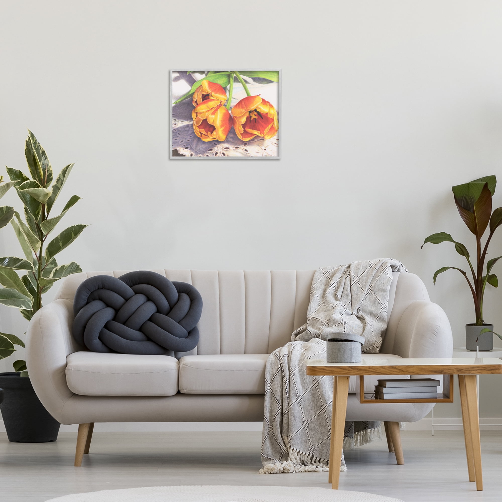 Stupell Industries Three Of A Kind Botanical & Floral Painting Gray Framed Art Print Wall Art, 20 x 16