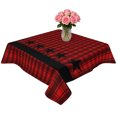 thumbnail image 2 of Red Black Plaid Table Cloth Waterproof Tablecloths, Country Vintage Star Abstract Gingham Tablecloth Dining Table Cover for Kitchen Party Tabletop Outdoor, Square Tablecloth 54x54 Inch, 2 of 9