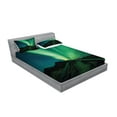 thumbnail image 2 of Ambesonne Landscape Fitted Sheet & Pillow Sham Set, Wooden Bridge Solar, Full, Fern Green Dark Blue, 2 of 2