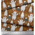 thumbnail image 3 of Soimoi Brown Velvet Fabric Snowflake & Bear Cartoon Fabric Prints By Yard 58 Inch Wide, 3 of 3