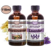 Essential Oil Gift Set of 2 Aromatherapy 4 oz / 118 ml - Frankincense & Lavender - Made with 100% Pure Therapeutic Grade Essential Oils by Sponix Made in USA (Pack of 2)