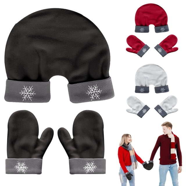 Guantes Románticos para Parejas Manoplas Cálidas de Doble Capa con Forro Polar Juego, Negro MNFD