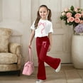 thumbnail image 2 of XIYON Cute Clothes For Girls Stylish Girls Casual Outfit With Bow Printed And Flared Pants 2 Piece Toddler Comfy Daily Wear 9-10 Years, 2 of 5