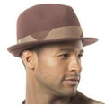 thumbnail image 2 of Montique Men's Brown Fedora Stingy Brim Felt Hat H1634, 2 of 2