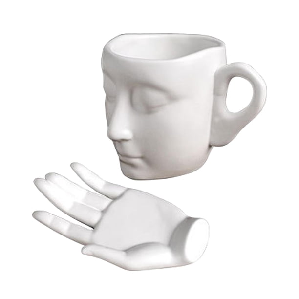 Taza de cerámica para leche, café, platillo, vaso de agua, creativa, cara humana Blanco