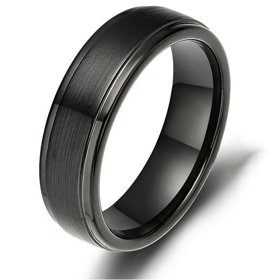 /4mm/6mm/8mm Stainless Steel Ring Black/Silver Plated Matte Finish&Polished Beveled Edge