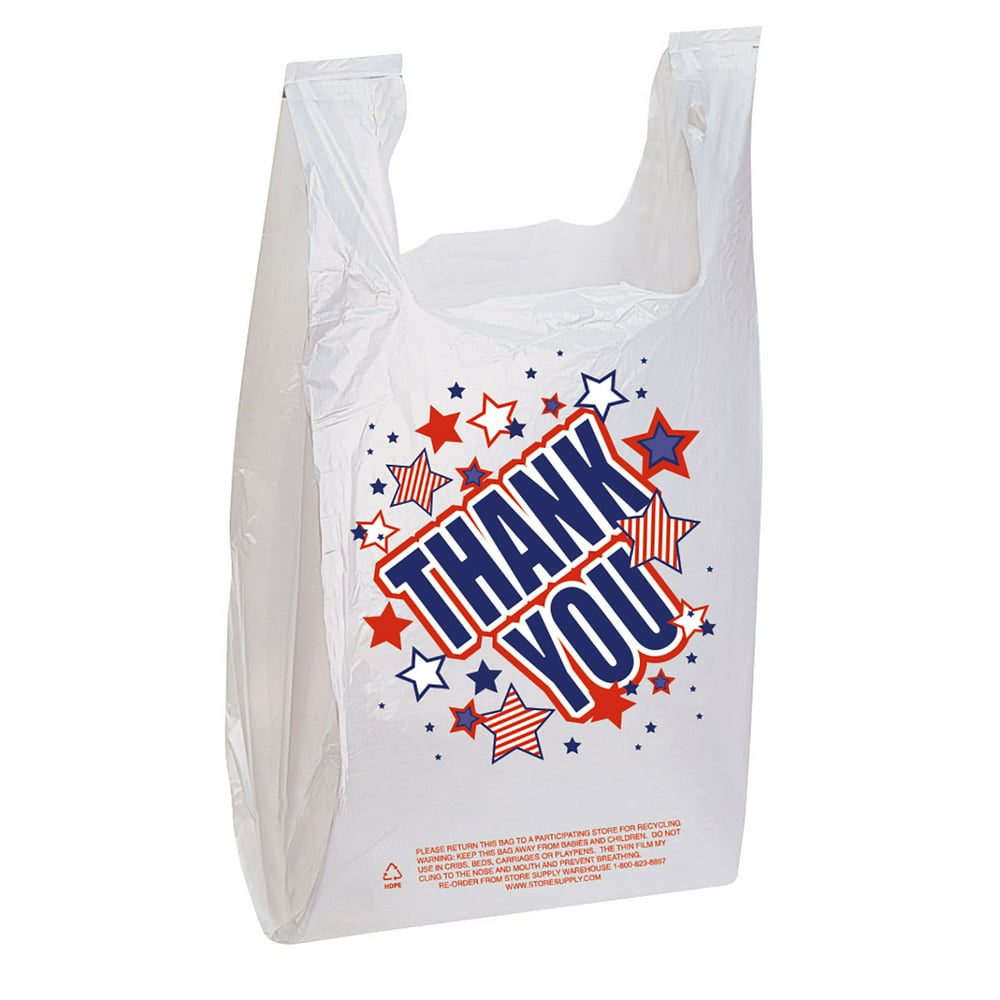 Thank You Bags (Americana Plastic T-Shirt Bags) - Case of 500 - 11 ½ x ...
