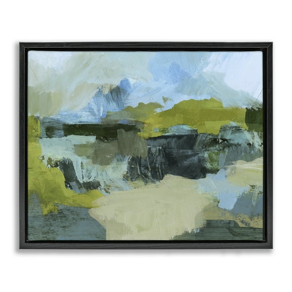Stupell Industries Expressive Landscape Abstract Abstract Painting Black Floater Framed Canvas Art Print Wall Art, 21 x 17