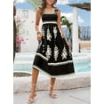 thumbnail image 3 of Women's Beach Resort Style Dress Bohemia Contrast Color Print Wrap Dress Size L, 3 of 7