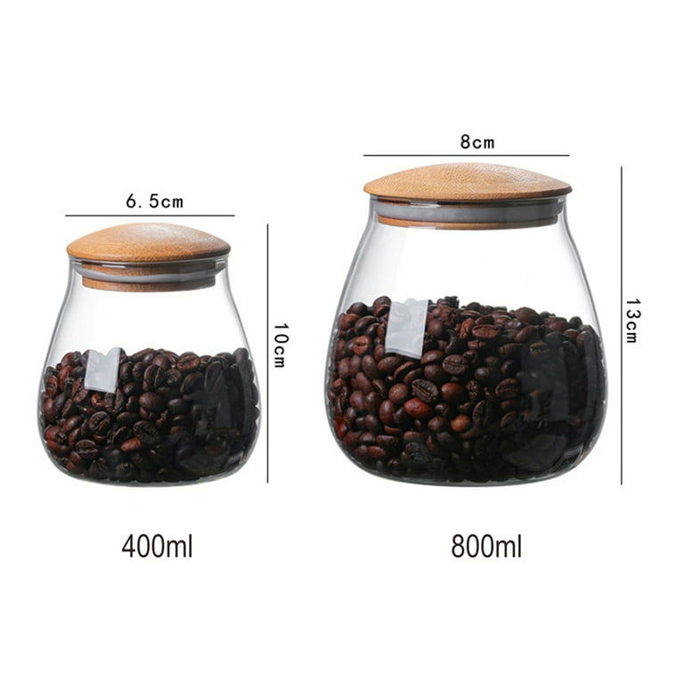 Lallisa 6 Pcs Round Glass Jar with Bamboo Lids Borosilicate Glass Storage  Canister Holder with Airtight Lid Cute Decorative Coffee Bean Container for  Kitchen Bar Sugar Food Cookie Condiment (13 oz) - Yahoo Shopping
