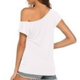 thumbnail image 6 of White Womens Tops Women's Casual Off Shoulder Tops Short Sleeve T Shirts Loose Summer Blouse Shirts for Women, 6 of 6
