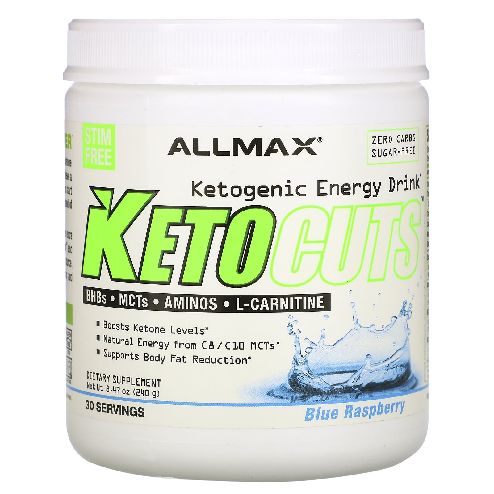 Photo 1 of ALLMAX Nutrition KetoCuts, Ketogenic Energy Drink, Blue Raspberry, 8.47 oz (240 g)---exp date 12/2023