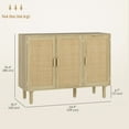 thumbnail image 3 of HOMCOM Bohemian Sideboard with 3 Rattan Doors and Shelves Oak, 3 of 10