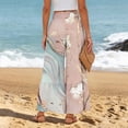 thumbnail image 4 of Womens Boho Ruffle Hem Palazzo Pants Elastic High Waisted Ties Wide Leg Flowy Lounge Pants with Pockets Light pink L, 4 of 5