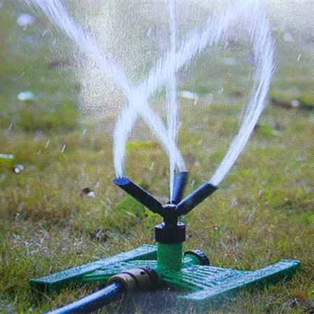 360° 3-Arm Garden Sprinkler Watering Plant Lawn Farmland Lawn Sprinkler Garden Park Yard Spray Irrigation System with Wheel Covering Large Area 50